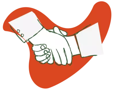 Stylized handshake representing collaboration